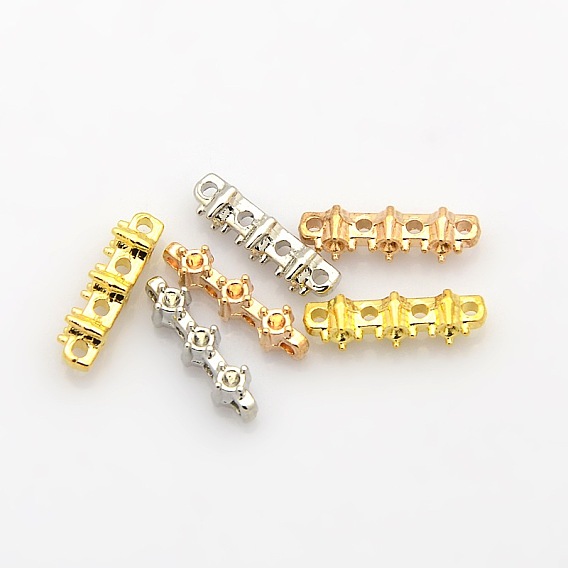 Rectangle placage entretoise en alliage zinc bar supports strass, 16x4x4mm, trou: 1 mm, apte à 1 mm strass