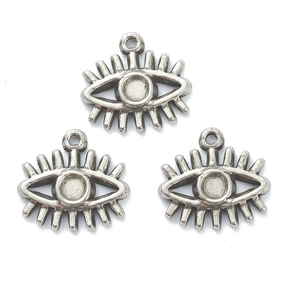 304 Stainless Steel Pendants Cabochon Settings, Eye