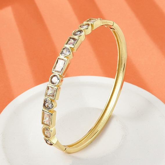 Женские браслеты на шарнирах из латуни с микропаве и прозрачным фианитом, без кадмия и без свинца, стойки покрытие, долговечный