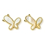 Ion Plating(IP) 304 Stainless Steel Pave Shell Pendants, Butterfly Charms, 2-Loop
