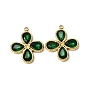 303 Stainless Steel & Glass Pendants, Four-Leaf Clover Charms, Faceted, Ion Plating(IP), Long-Lasting Plated