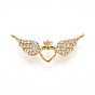 Латунные микро проложить кубического циркония подвески, сердце с крыльями
