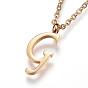 304 Stainless Steel Initial Pendant Necklaces, Letter G, with Cable Chains and Lobster Clasp