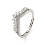 Brass Micro Pave Cubic Zirconia Adjustable Rings, Crown