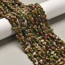 Natural Unakite Beads Strands, Heart