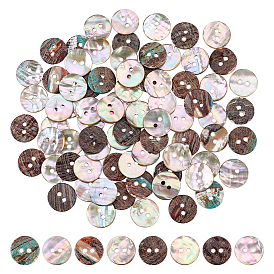 70шт 2-отверстие ракушки пуговицы, плоско-круглые