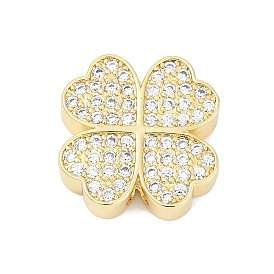 Латунные микро проложить кубического циркония бусы, клевер, без свинца и без кадмия, долговечный