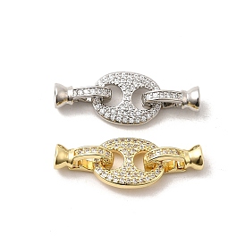 Латунное микропейв, прозрачный кубический цирконий, складные застежки, долговечный, без кадмия и без свинца, овальные