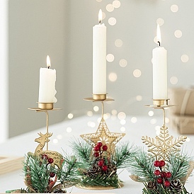 Christmas Iron Pillar Candle Holder, Christmas Candle Centerpiece, Perfect Home Party Decoration, Golden