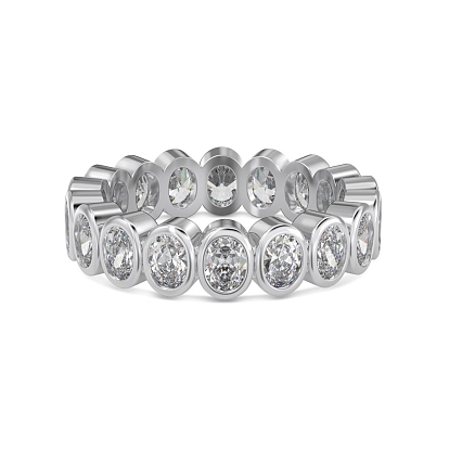 Rhodium Plated 925 Sterling Silver Oval Finger Ring, Clear Cubic Zirconia Ring for Women