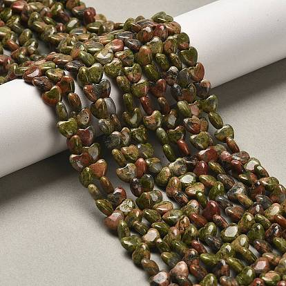 Natural Unakite Beads Strands, Heart