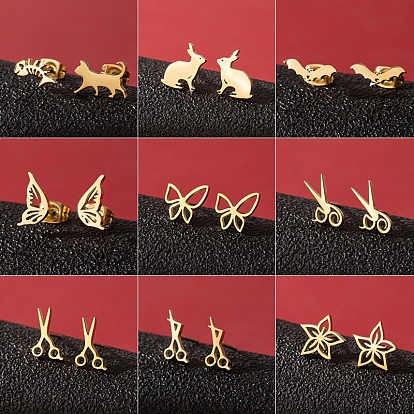 Серьги-гвоздики в виде животных из нержавеющей стали для женщин