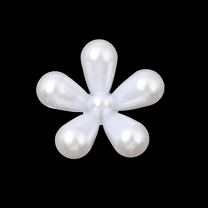 Cabujones de imitación de perlas de resina opaca, flor