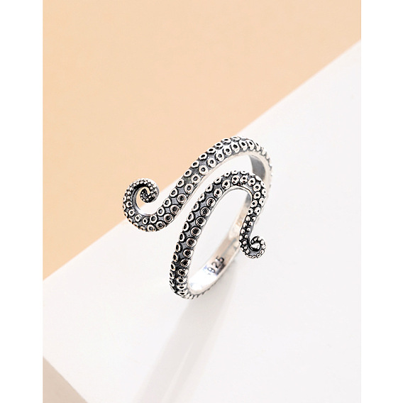 925 открытые кольца-манжеты из стерлингового серебра для женщин, осьминог