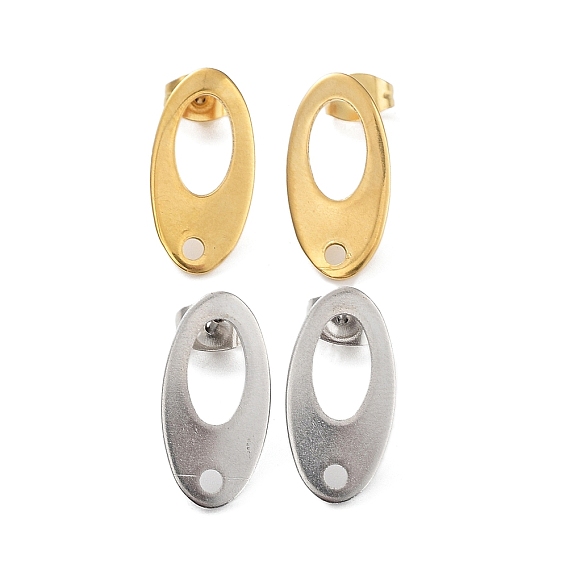 304 поиск полых сережек-гвоздиков из нержавеющей стали, овальные