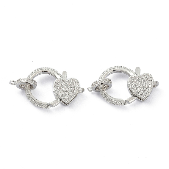 Покрытие стойки латунные прозрачные застежки-лобстеры с кубическим цирконием, с поручнями/трубчатыми поручнями, долговечный, сердце