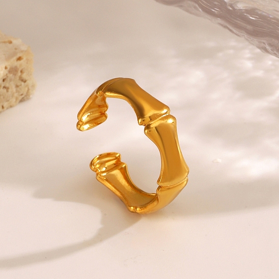 Кольца-манжеты из нержавеющей стали с бамбуковым шарниром, украшения для женщин