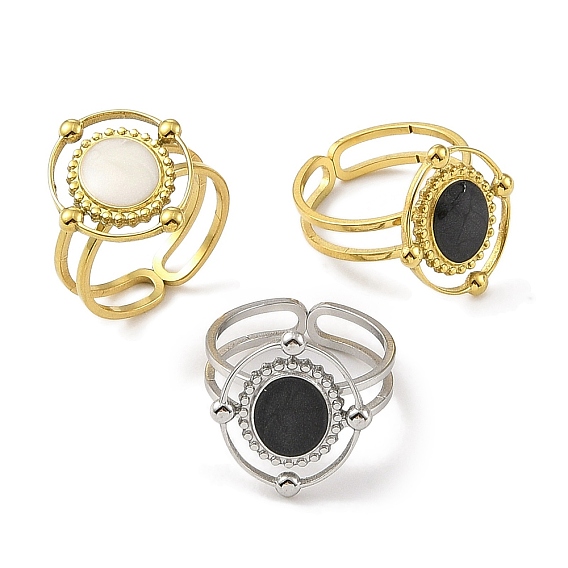 304 эмалированные открытые манжеты из нержавеющей стали для женщин, ионное покрытие (ip), овальные