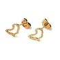 PVD Vacuum Plating 304 Stainless Steel Stud Earrings, Hollow Shoe