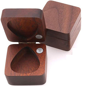 Square Walnut Wood Guitar Pick Box Holder Collector, Guitar Accessories