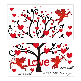 PVC Wall Stickers, Rectangle with Word LOVE & Angel, for Home Living Room Bedroom Decoration
