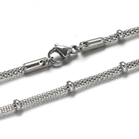 304 Stainless Steel Lantern Chain Necklaces, with Abacus Beads and Lobster Claw Clasps, 500mm, 19.6 inch, 2mm