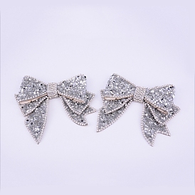 Resin Rhinestone Bowknot Shoes Charms, No Clip, No Strap, for DIY Women Shoes, Bags Decoratinons