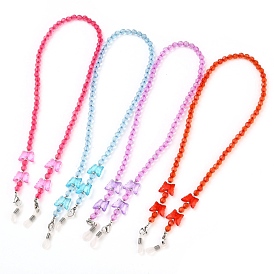 Chaînes de lunettes design papillon pour femmes, porte-lunettes, avec des perles acryliques, 304 inox homard fermoirs pince