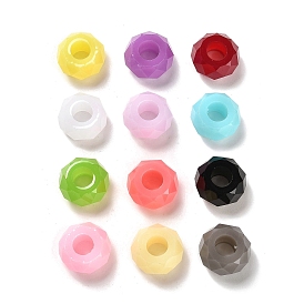 Resin European Beads, Large Hole Beads, Faceted, Rondelle