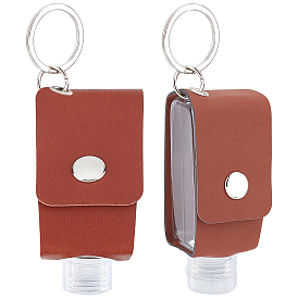 Gorgecraft 4 set 2 couleurs flacons souples portables avec étui en cuir porte-clés, pour désinfectant pour les mains, huile essentielle, clips de bouteille rechargeables pour sac de voyage