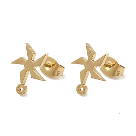 Ion Plating(IP) 304 Stainless Steel Stud Earring Findings, Windmill