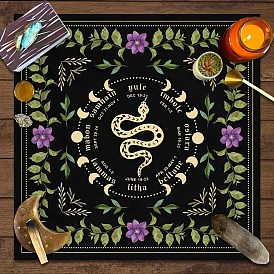 Polyester Tarot Tablecloth for Divination, Tarot Card Pad, Pendulum Tablecloth, Square with Snake Pattern