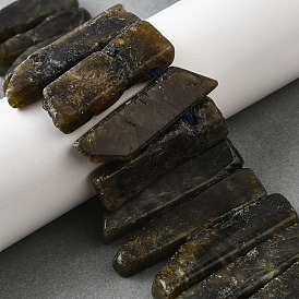 Натуральные нити бус из ларвикита, прямоугольные, Топ пробуренной