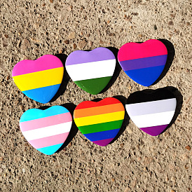 Rainbow Color Pride Flag Heart Enamel Pin, Platinum Iron Badge for Backpack Clothes