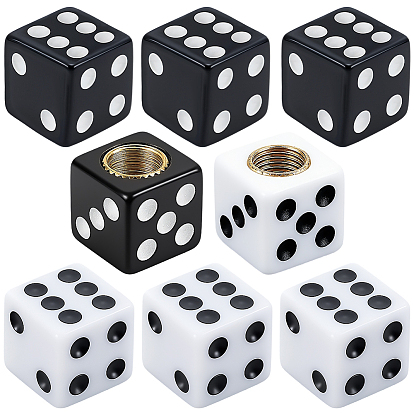 8шт. 2 цвета, акриловые колпачки для ниппелей шин в виде игральных кубиков, с латунной фурнитурой 