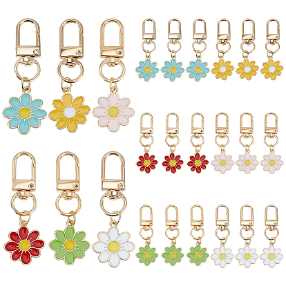 24 шт. 6 цвета, подвески из эмали из цветочного сплава, украшения, с поворотными застежками сплава