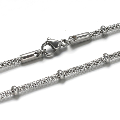 304 colliers en acier inoxydable de la chaîne de lanterne, avec des perles de boulier et fermoirs pince de homard, 500mm, 19.6 pouce, 2mm