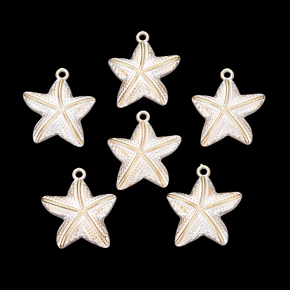 Pendentifs en plastique imitation perle abs, charmes d'étoiles de mer, métal doré enlaça