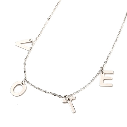 304 aus rostfreiem Stahl Halsketten, mit Kabel-Ketten und Karabinerverschlüsse, Buchstabe, Wort Abstimmung