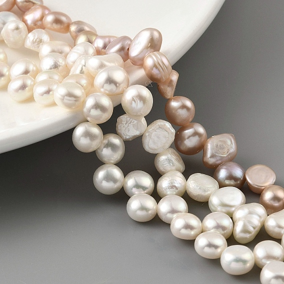 Нити из натурального культивированного пресноводного жемчуга, Топ пробуренной, двух сторон полированной