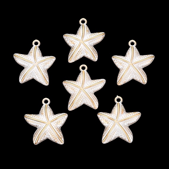 Pendentifs en plastique imitation perle abs, charmes d'étoiles de mer, métal doré enlaça