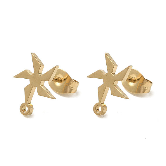 Ионное покрытие (ip) 304 детали серьги-гвоздики из нержавеющей стали, ветряная мельница