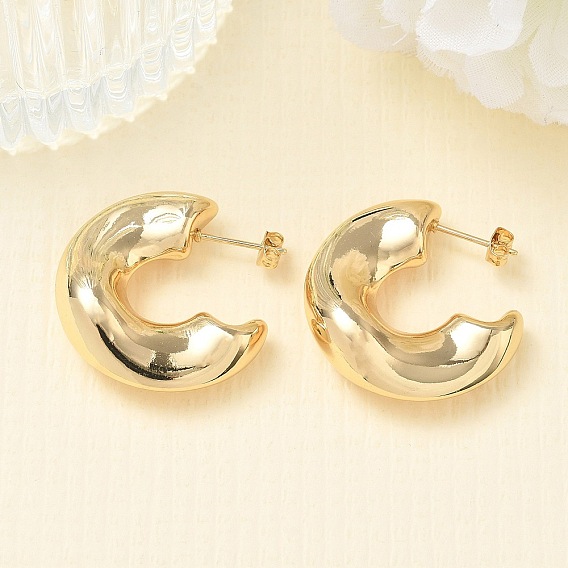 Brass Stud Earrings for Women, Half Hoop Earrings