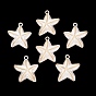 Pendentifs en plastique imitation perle abs, charmes d'étoiles de mer, métal doré enlaça