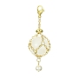 304 Stainless Steel Cable Chains Macrame Pouch Empty Stone Holder Pendant Decoration, with Round Shell Pearl Bead