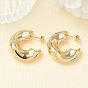 Brass Stud Earrings for Women, Half Hoop Earrings