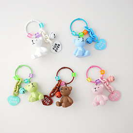 Cute Resin Bear Keychain for Women and Couples, Trendy Car Key Chain Bag Charm Pendant