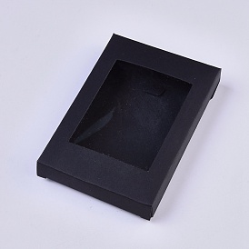 Складные шкатулки из крафт-бумаги, с прозрачными окнами из бумаги, прямоугольные