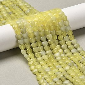 Натуральные нефритовые бусины, цвет лимона , сердце