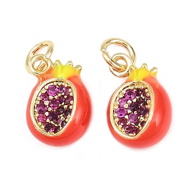 Латунные микро проложить кубического циркония прелести, с эмалью, гранатовые прелести, реальный 18 k позолоченный